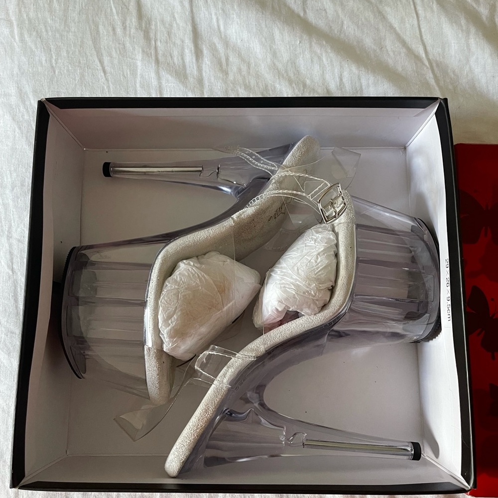 Pleaser Heels White/Clear